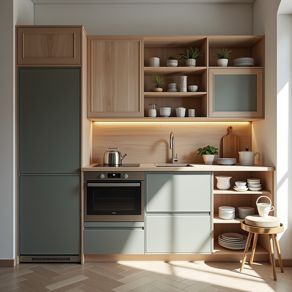 Cucina compatta e stilosa in appartamento italiano con soluzioni di archiviazione intelligenti, mobili multifunzionali, elettrodomestici salvaspazio, archiviazione verticale, scelte di colori intelligenti e illuminazione strategica che creano illusione di spazio in cucine di Roma e Firenze